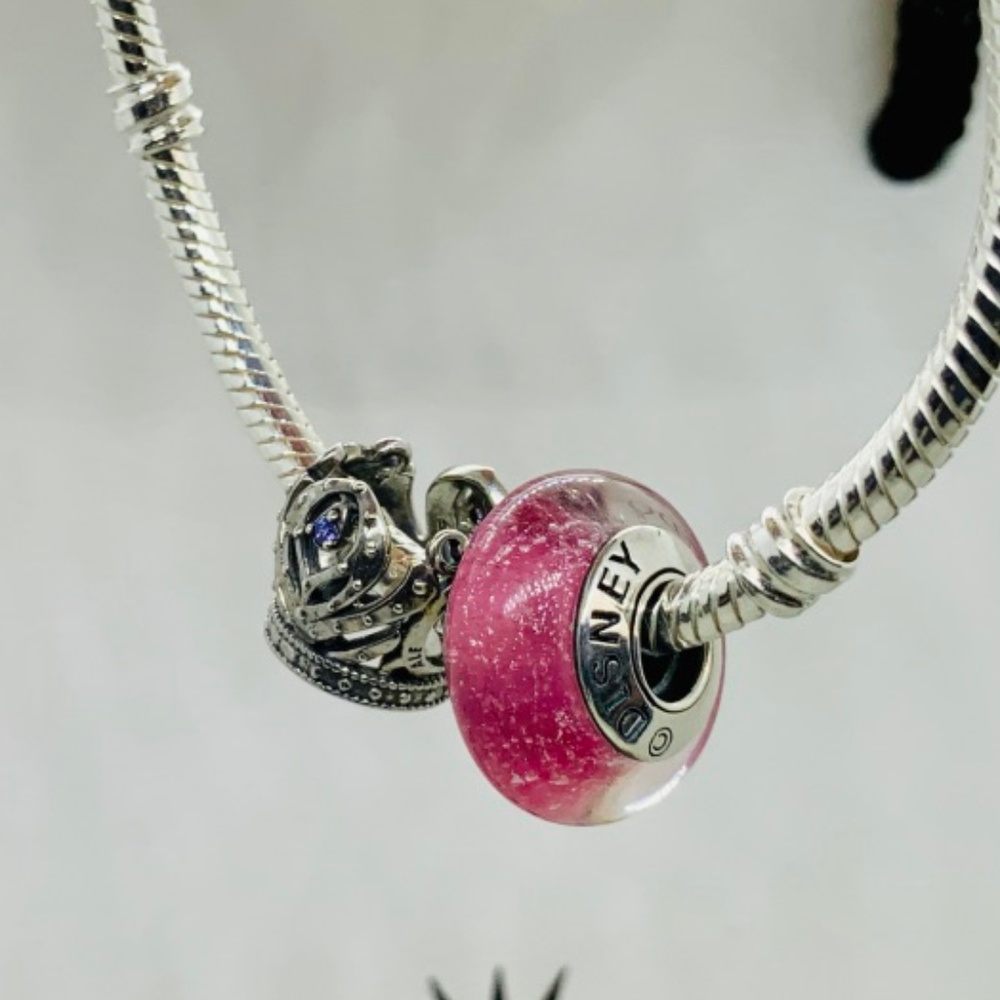 PANDORA Disney Anna's Crown & Murano Bead, NWT! - Picture 2 of 4
